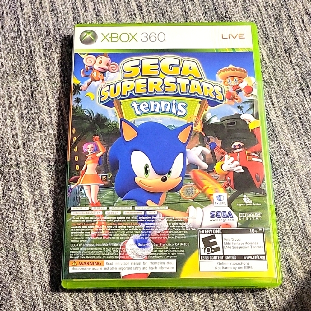 Sega Superstar Tennis Xbox Live Arcade Xbox 360 Video Game New